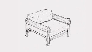 Desenhado na época em que Sergio Rodrigues investiu na sobreposição de peças como solução estrutural nos seus projetos. Apesar da aparência simples, não dispensa encaixes, necessários para acomodar o contorno arredondado das peças. O nome homenageia o arquiteto italiano, colaborador e amigo de Sergio: Franco Magrini.